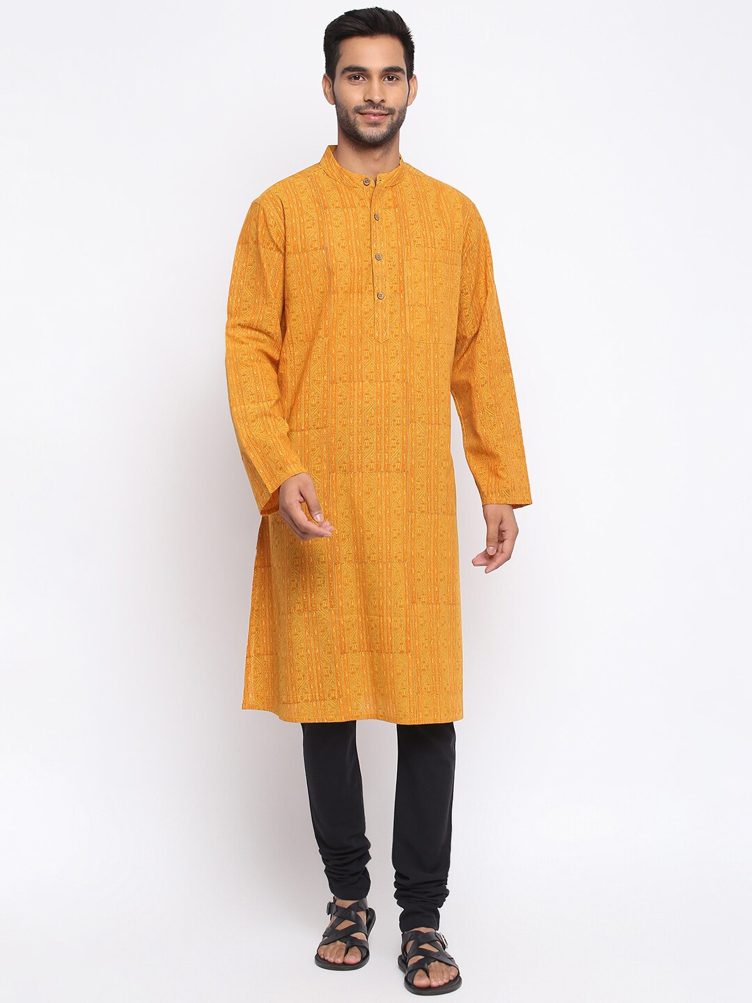 

Fabindia Ethnic Motifs Printed Cotton Kurta, Mustard