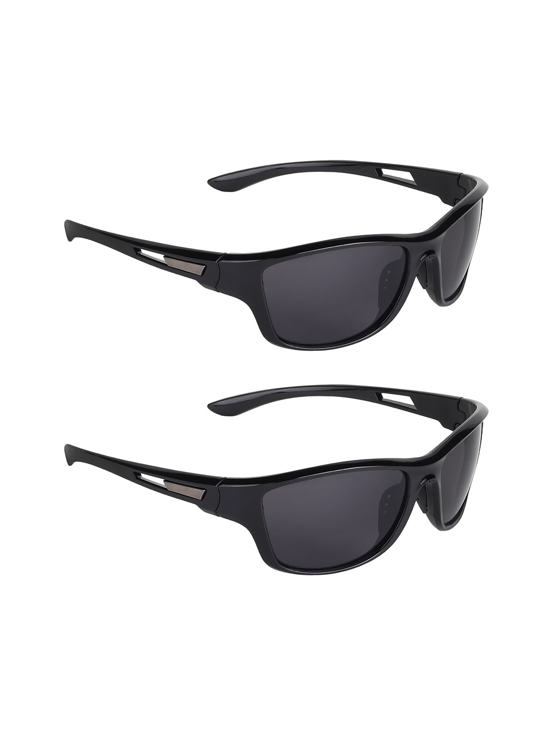 

GARTH Unisex Pack Of 2 Sports Sunglasses with UV Protected Lens NEW SPRTS_BLK-BLK_GRT, Black