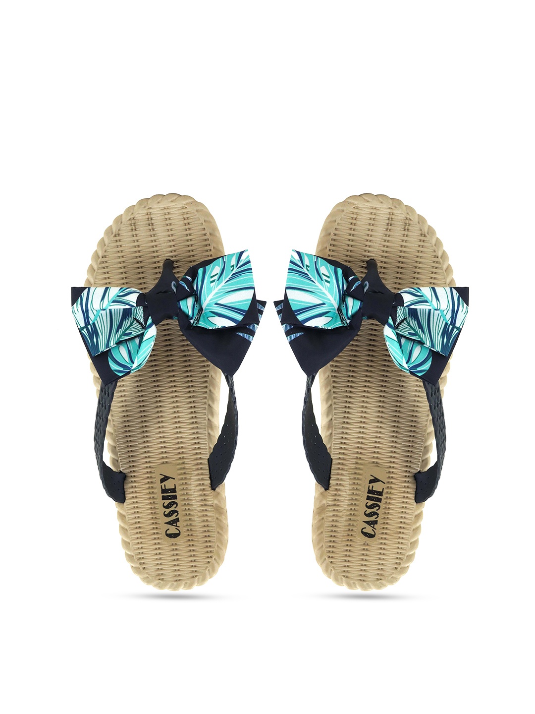 

CASSIEY Women Printed Rubber Thong Flip-Flops, Black