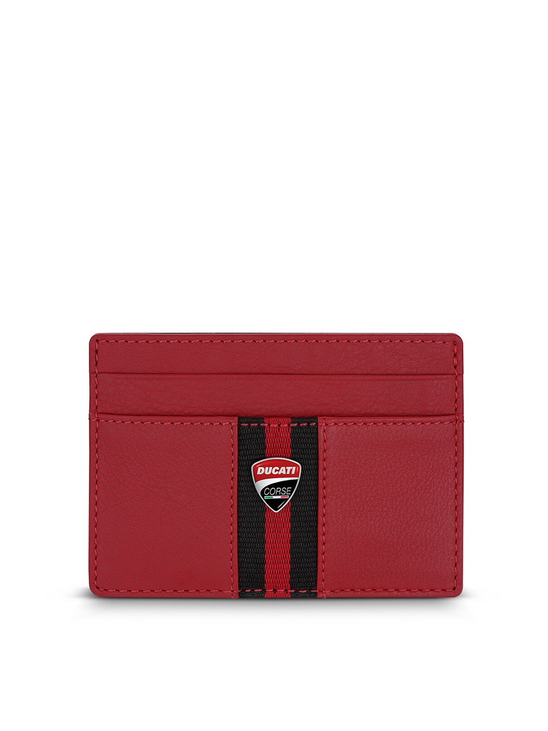 

DUCATI CORSE Men Colourblocked Leather Card Holder, Red