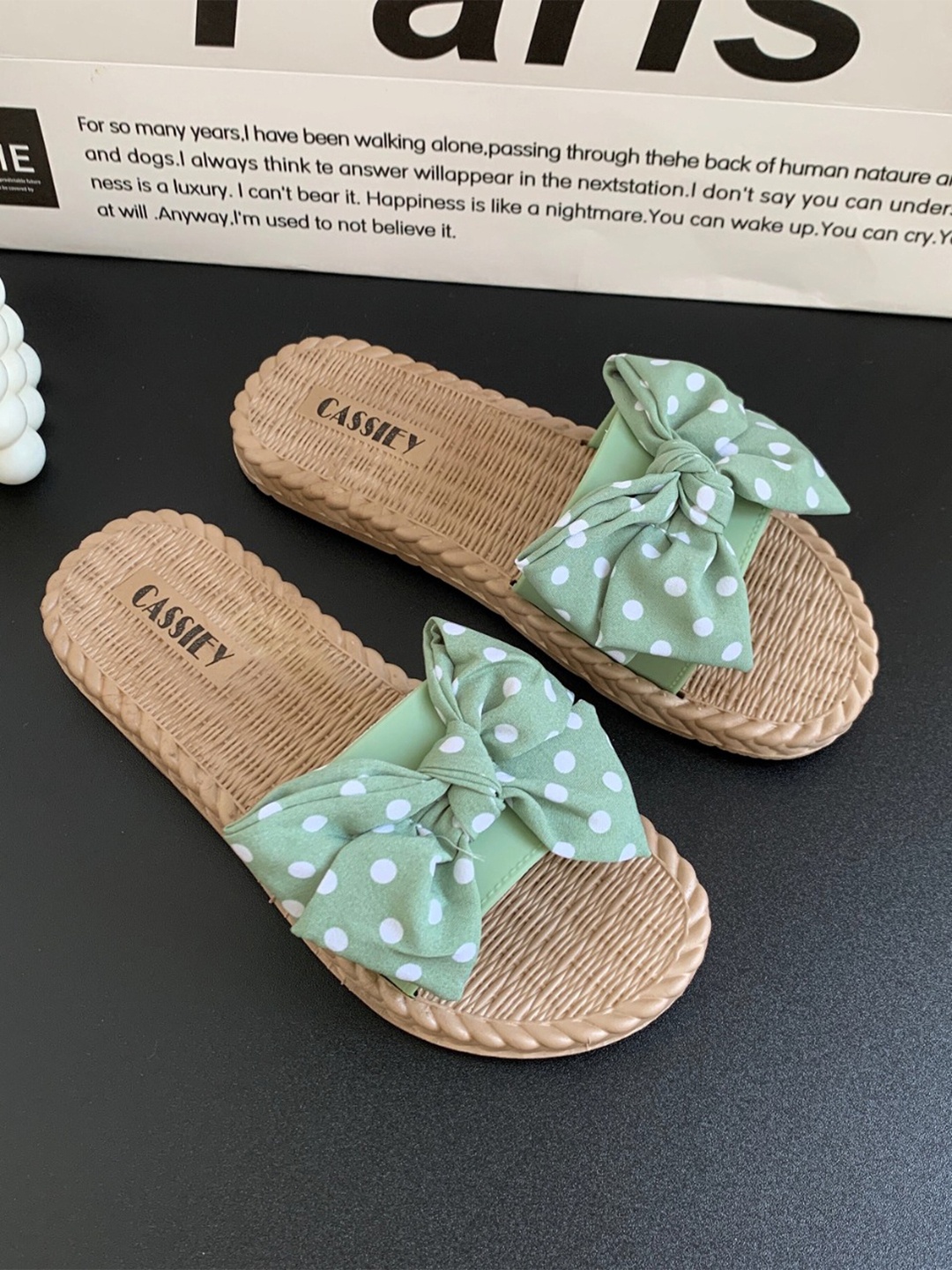 CASSIEY Women Green Printed Rubber Sliders