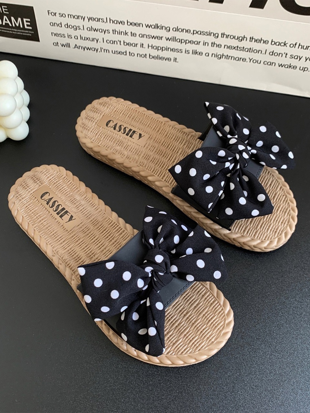 

CASSIEY Women Black Printed Rubber Sliders