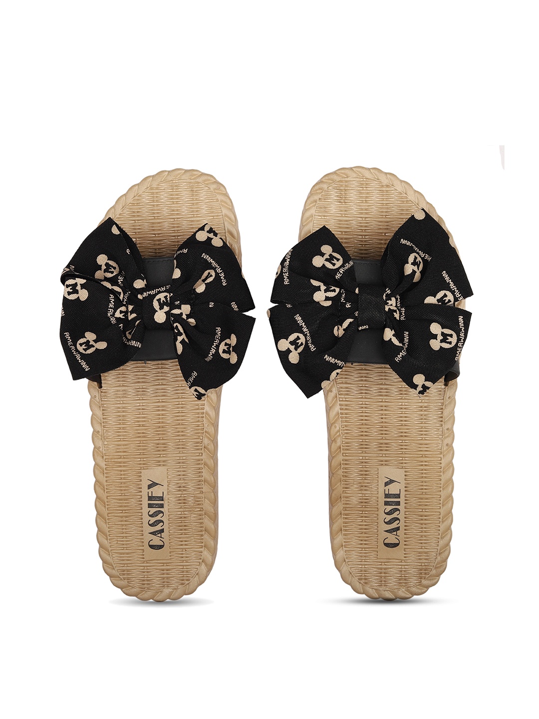 

CASSIEY Women Printed Rubber Sliders, Black