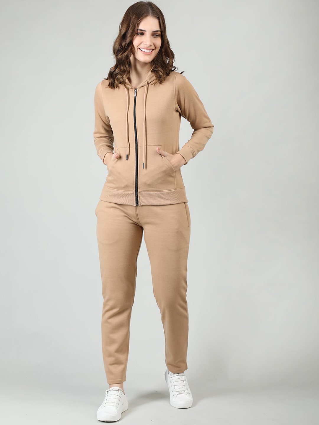 

Plagg Women Hooded Winter Wear Co-Ords, Coffee brown