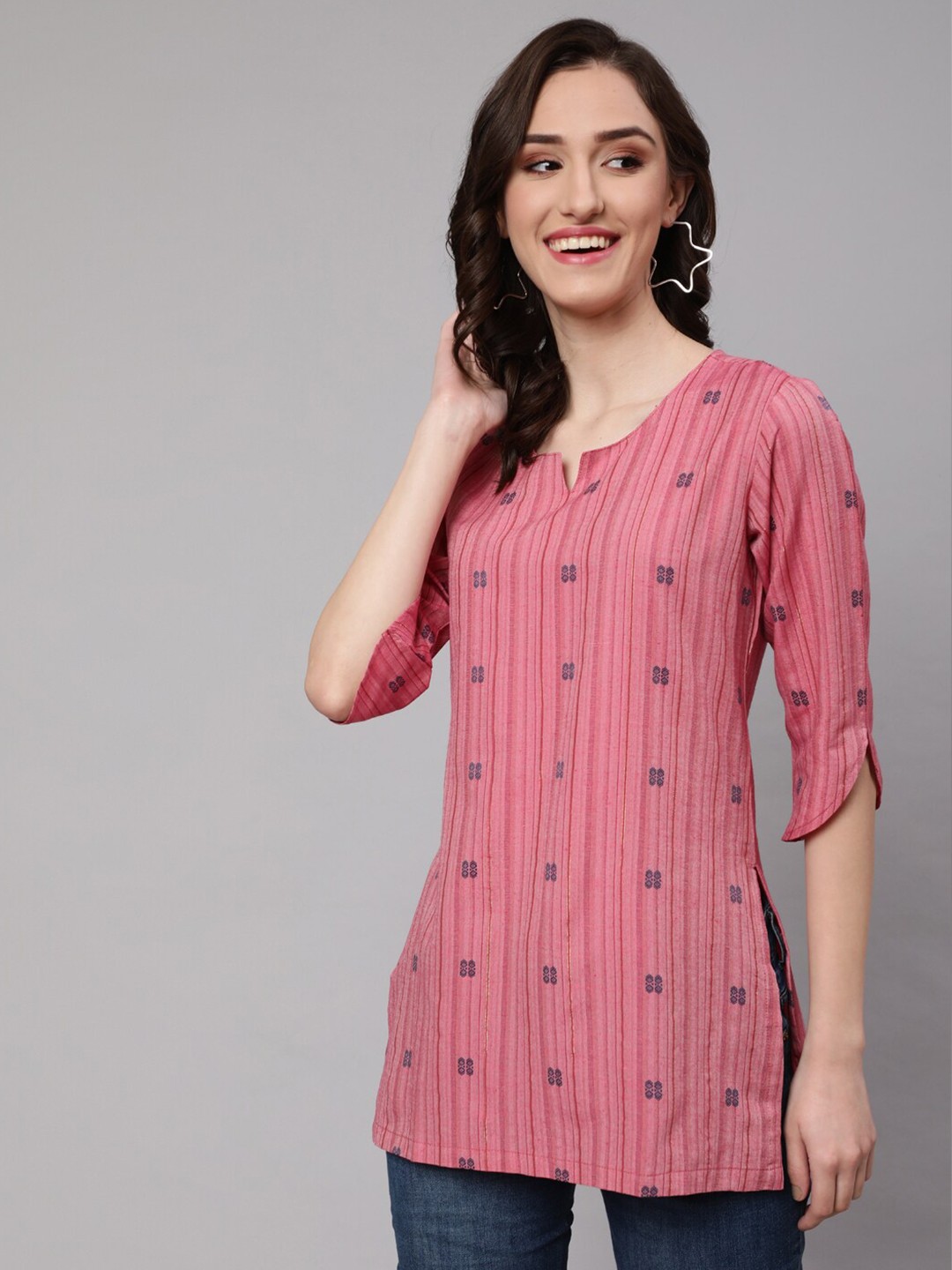 

AKIMIA Pink Pure Cotton Kurti