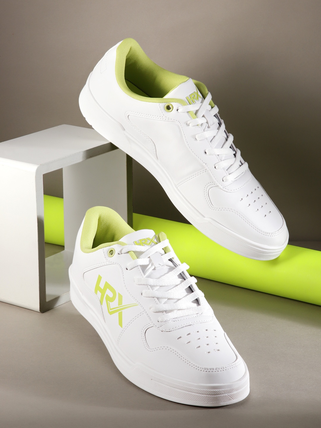 

HRX by Hrithik Roshan Men Brand Logo Printed Sneakers with Cut-Out Detail, White