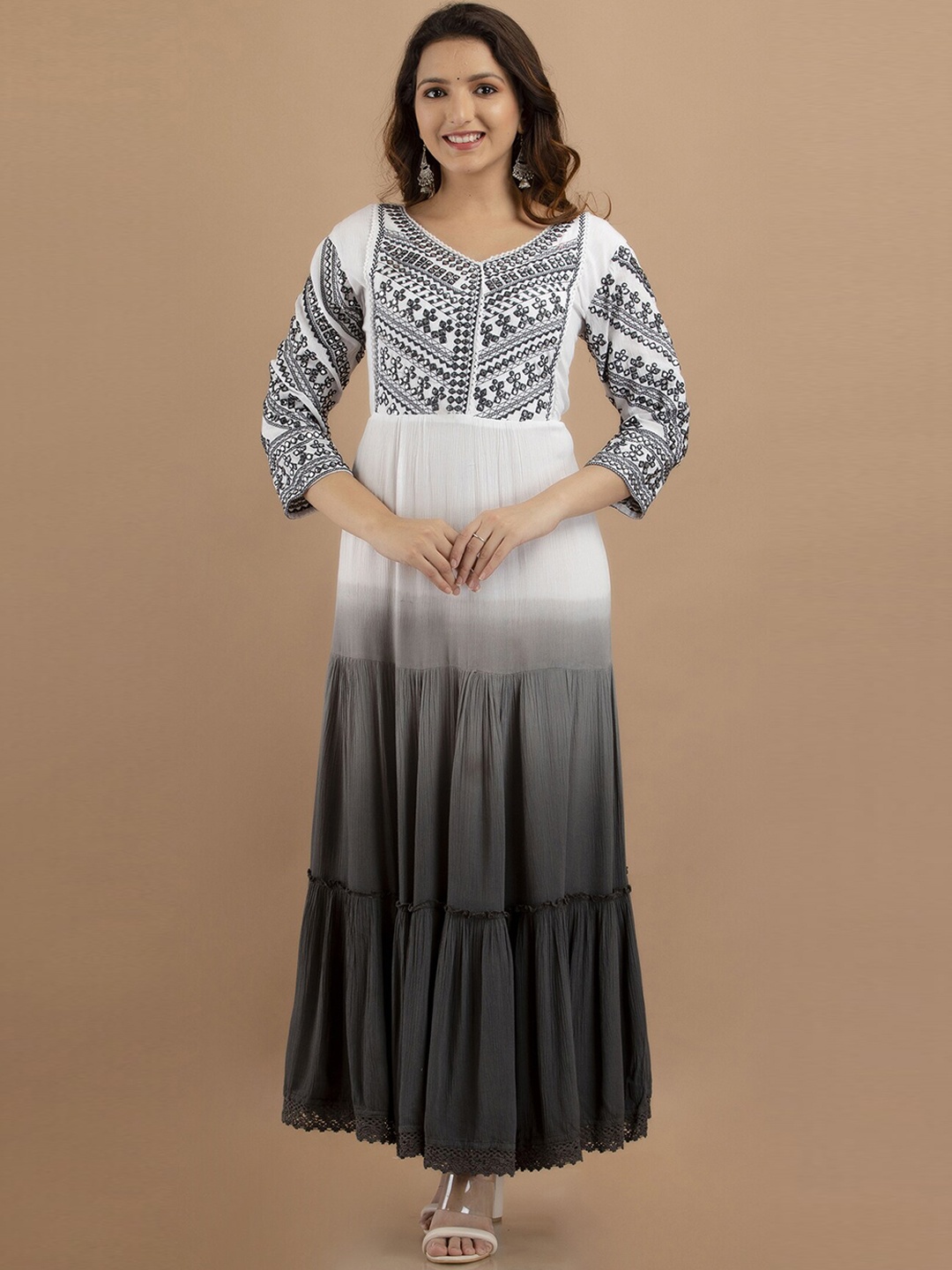 

PREKSHA Dyed A-line Dress, White