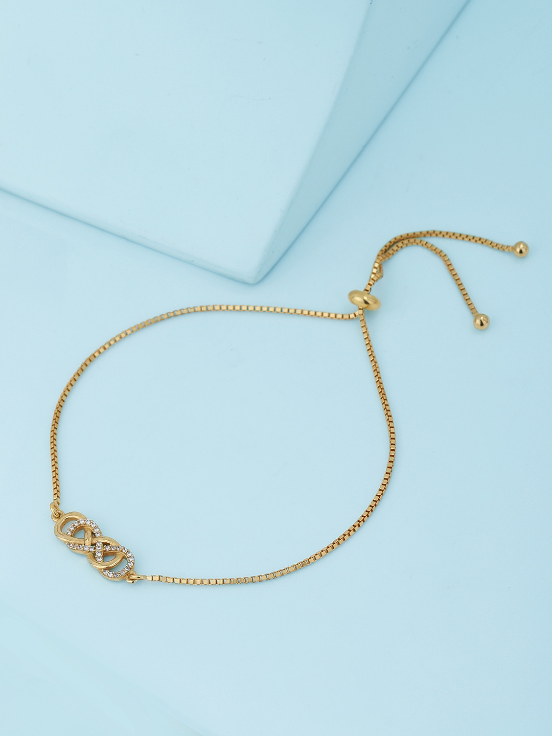 

Carlton London Women Brass Cubic Zirconia Gold-Plated Charm Bracelet