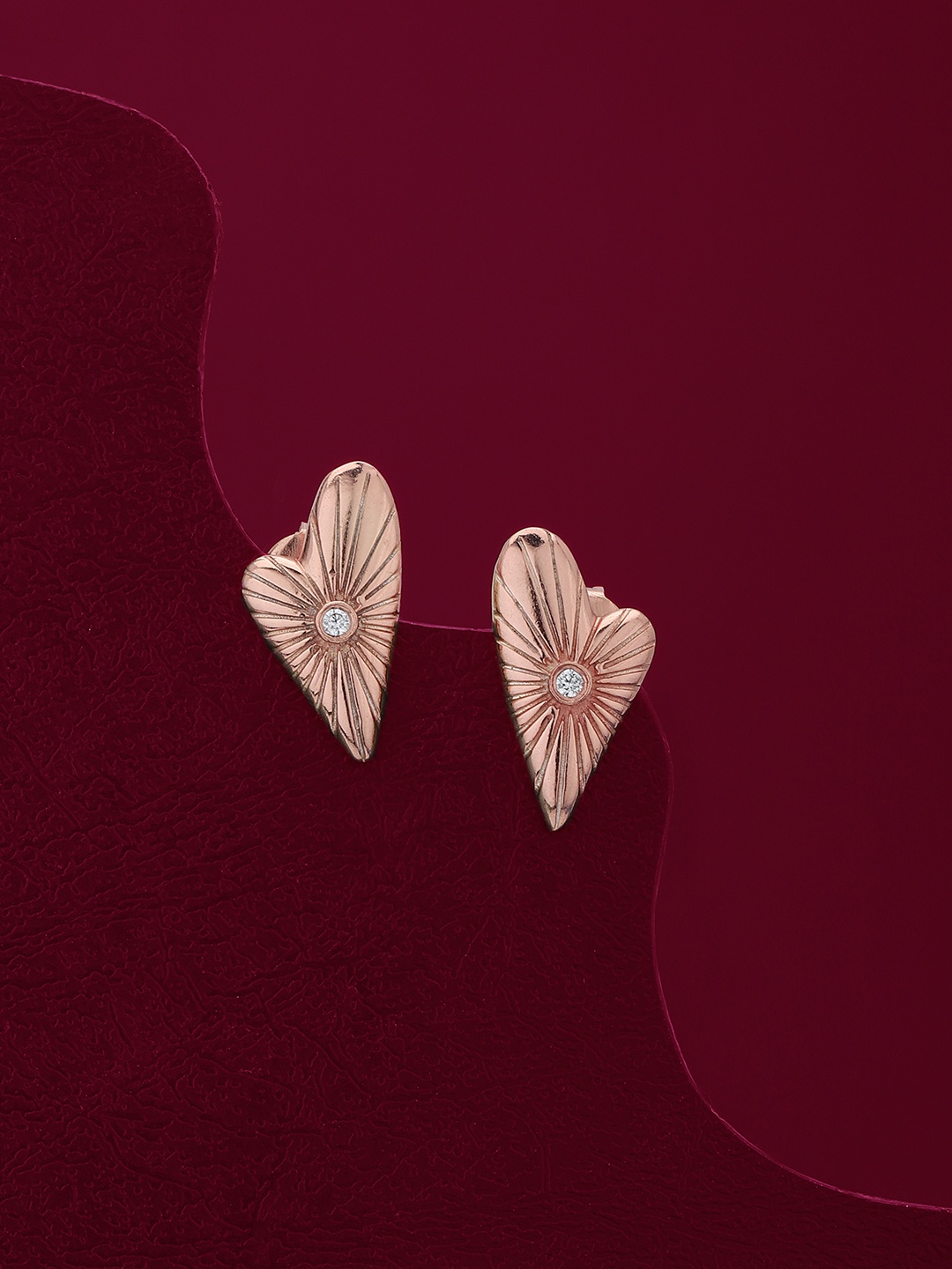 

Carlton London Heart Shaped Studs Earrings, Rose gold