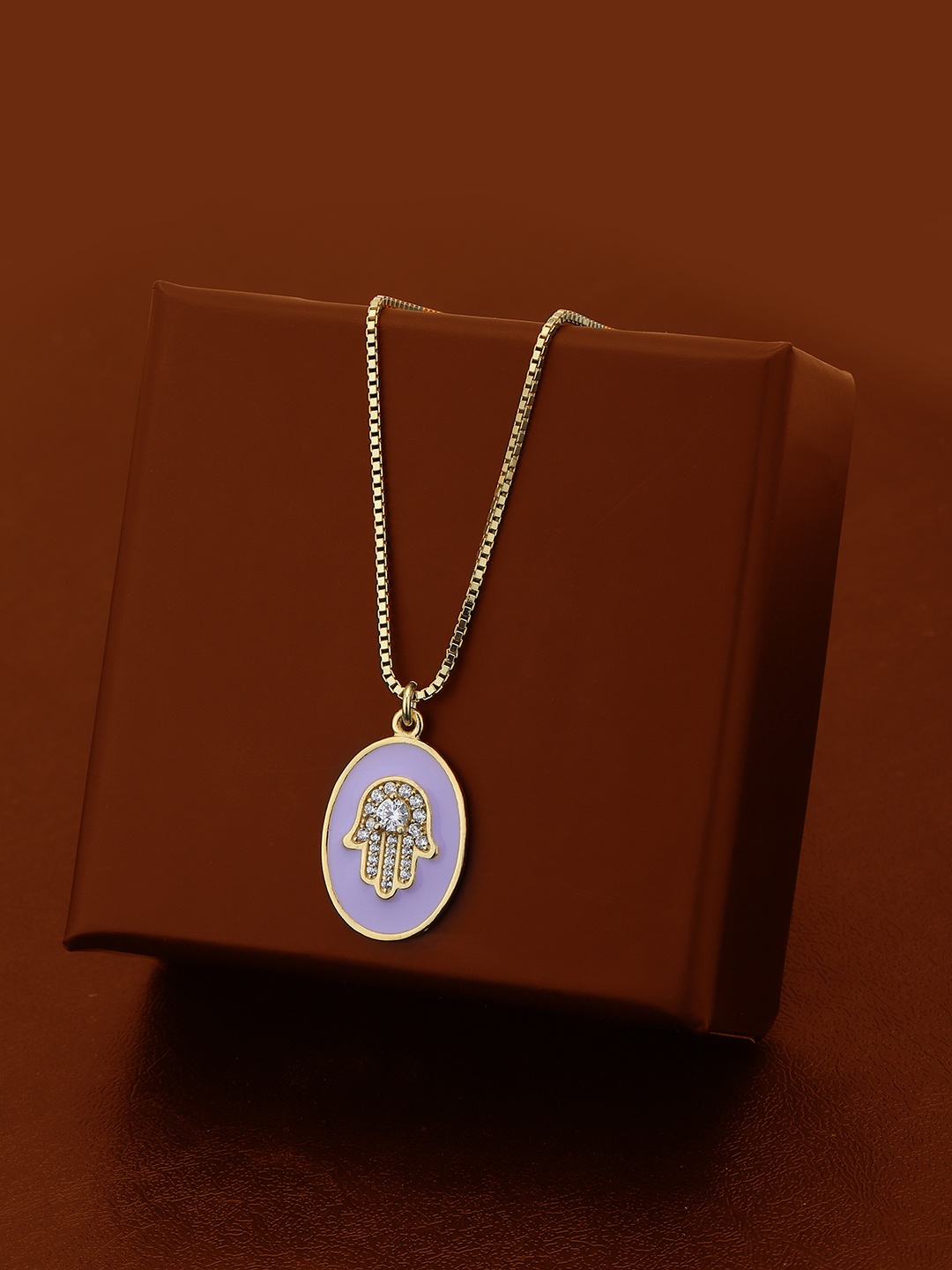 

Carlton London Women Gold-Plated CZ Studded Pendant with Chain