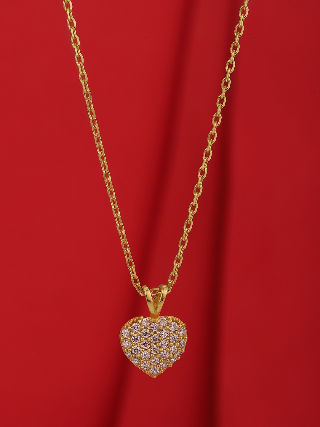 

Carlton London Women Gold-Plated CZ Studded Pendant with Chain