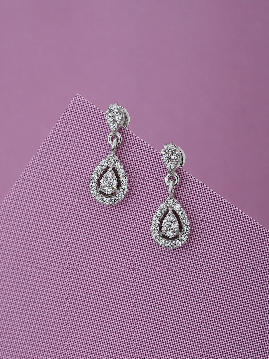 

Carlton London Teardrop Shaped Drop Earrings, Silver