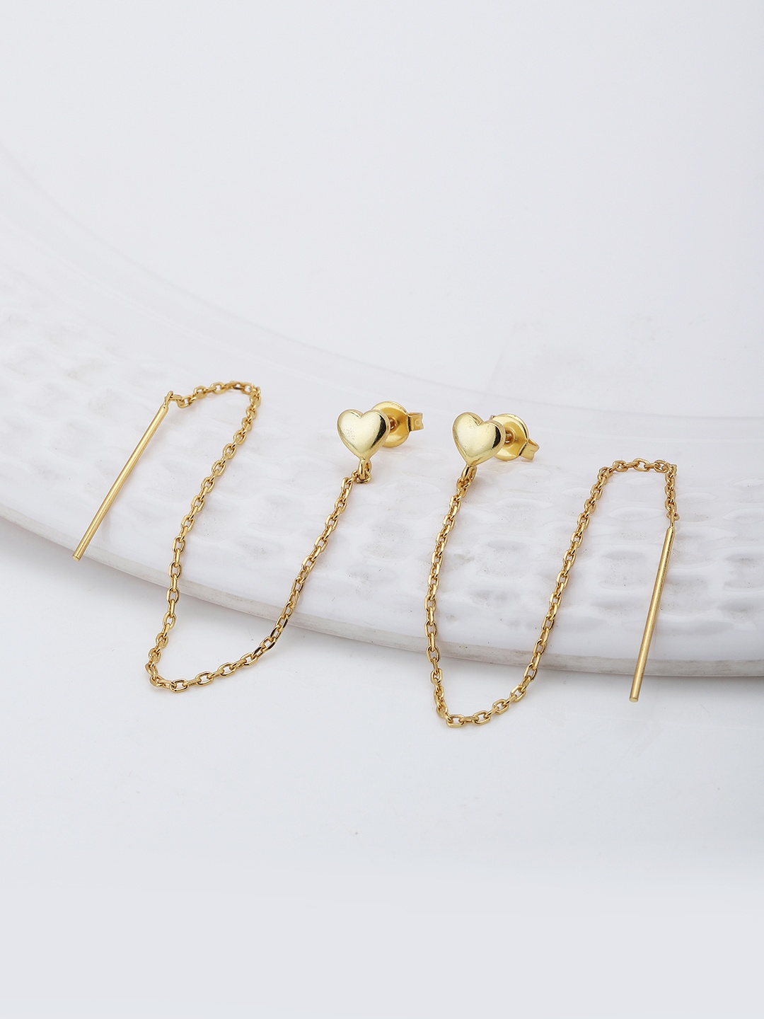 

Carlton London Heart Shaped Drop Threader Earrings, Gold