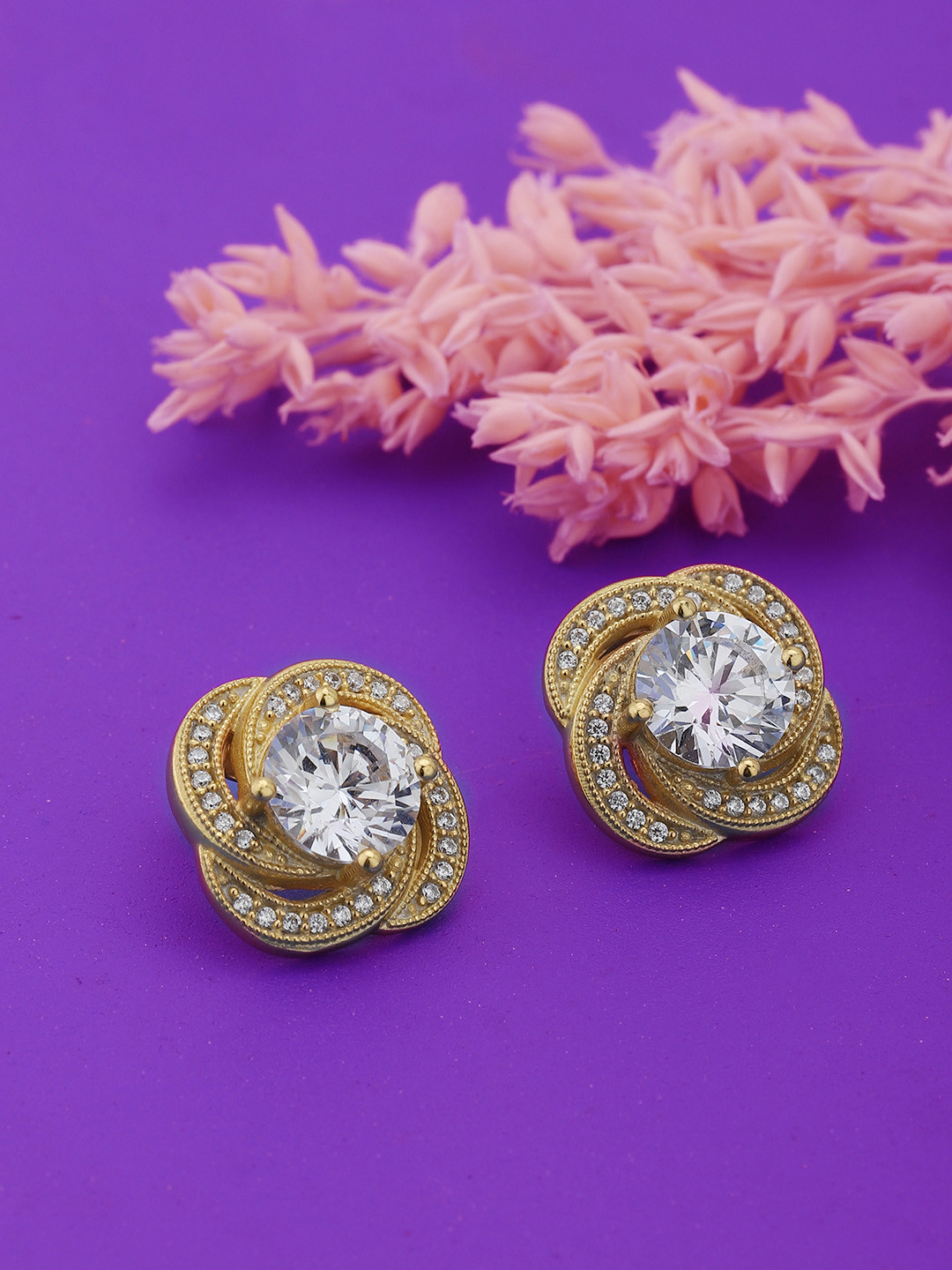 

Carlton London Contemporary Studs Earrings, Gold