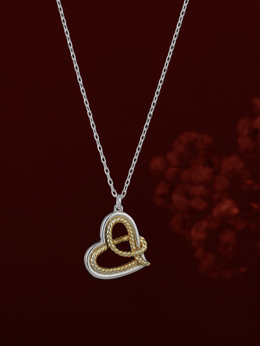 

Carlton London Women Rhodium-Plated CZ Studded Pendant with Chain, Silver
