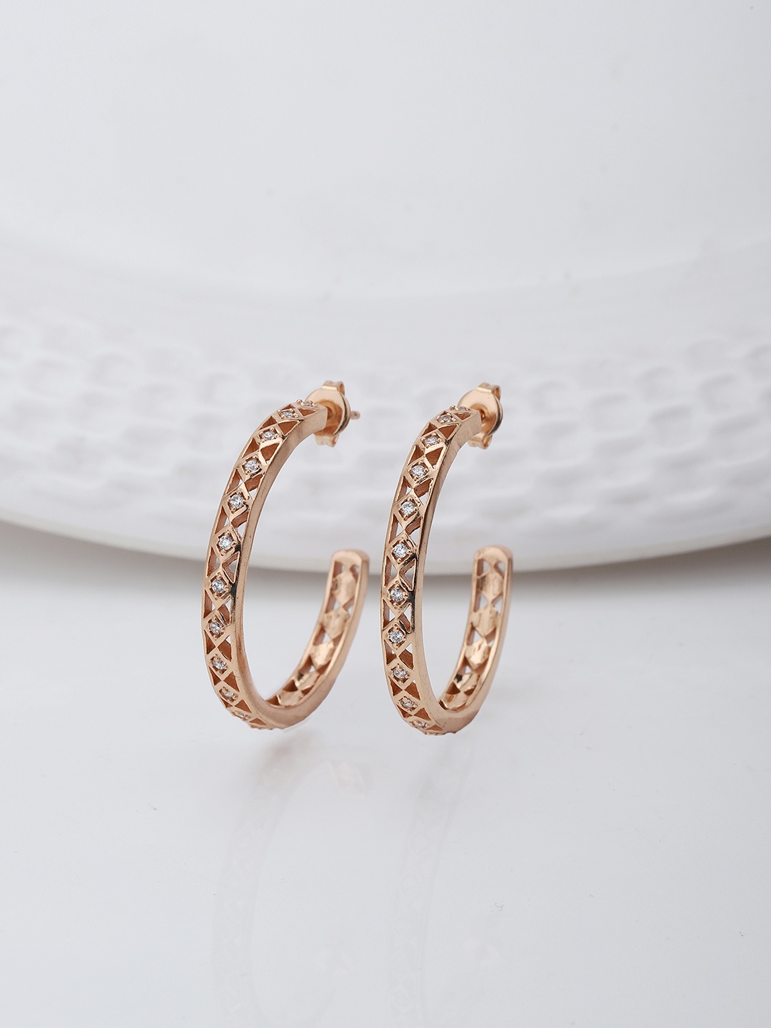 

Carlton London Rose Gold-Plated Contemporary Half Hoop Earrings