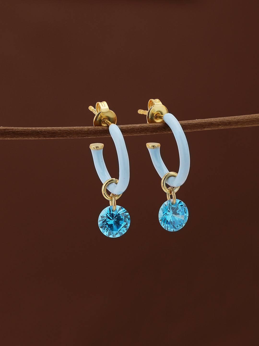 

Carlton London Contemporary Gold-Plated Enamelled Half Hoop Earrings