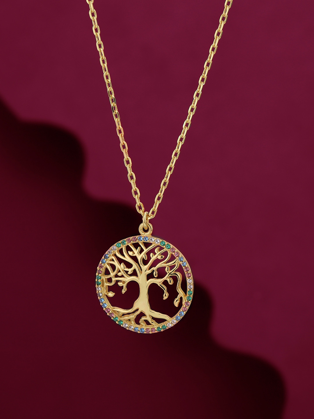 

Carlton London Women Gold-Plated CZ Studded Pendant with Chain