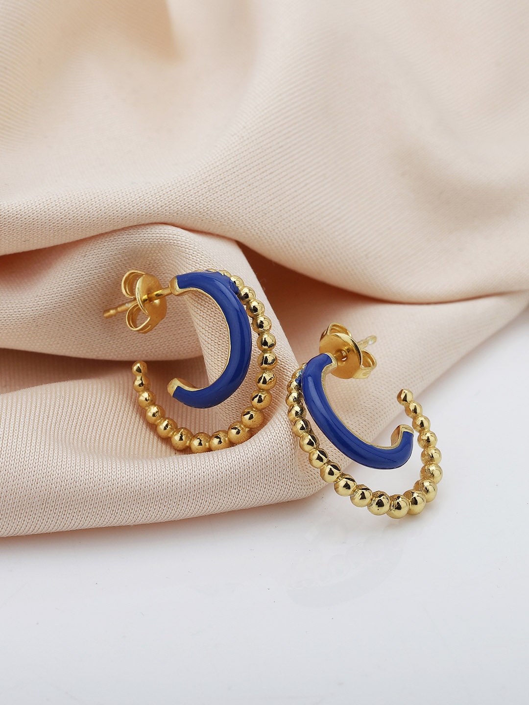 

Carlton London Contemporary Enamelled Half Hoop Earrings, Gold