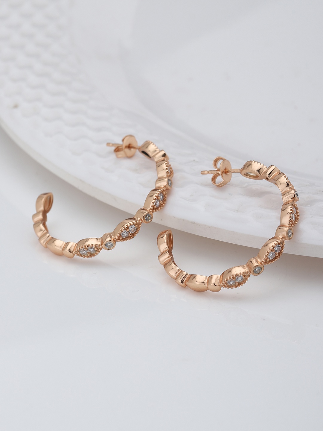 

Carlton London Contemporary Half Hoop Earrings, Rose gold