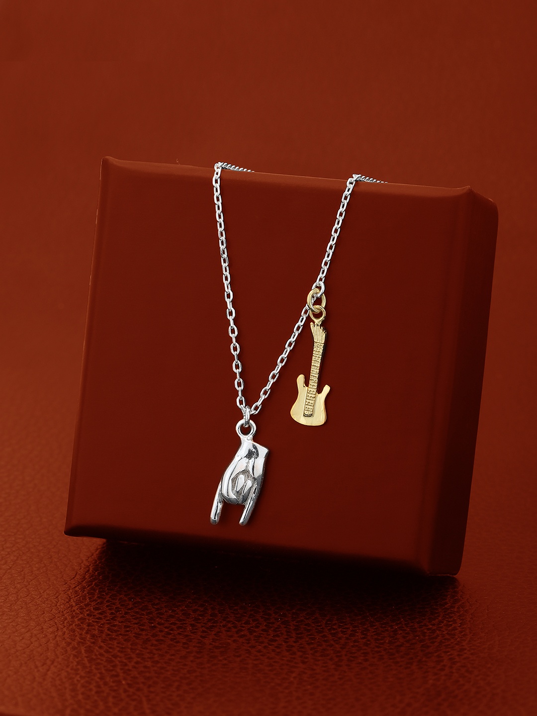 

Carlton London Brass Rhodium-Gold Plated Necklace, Silver