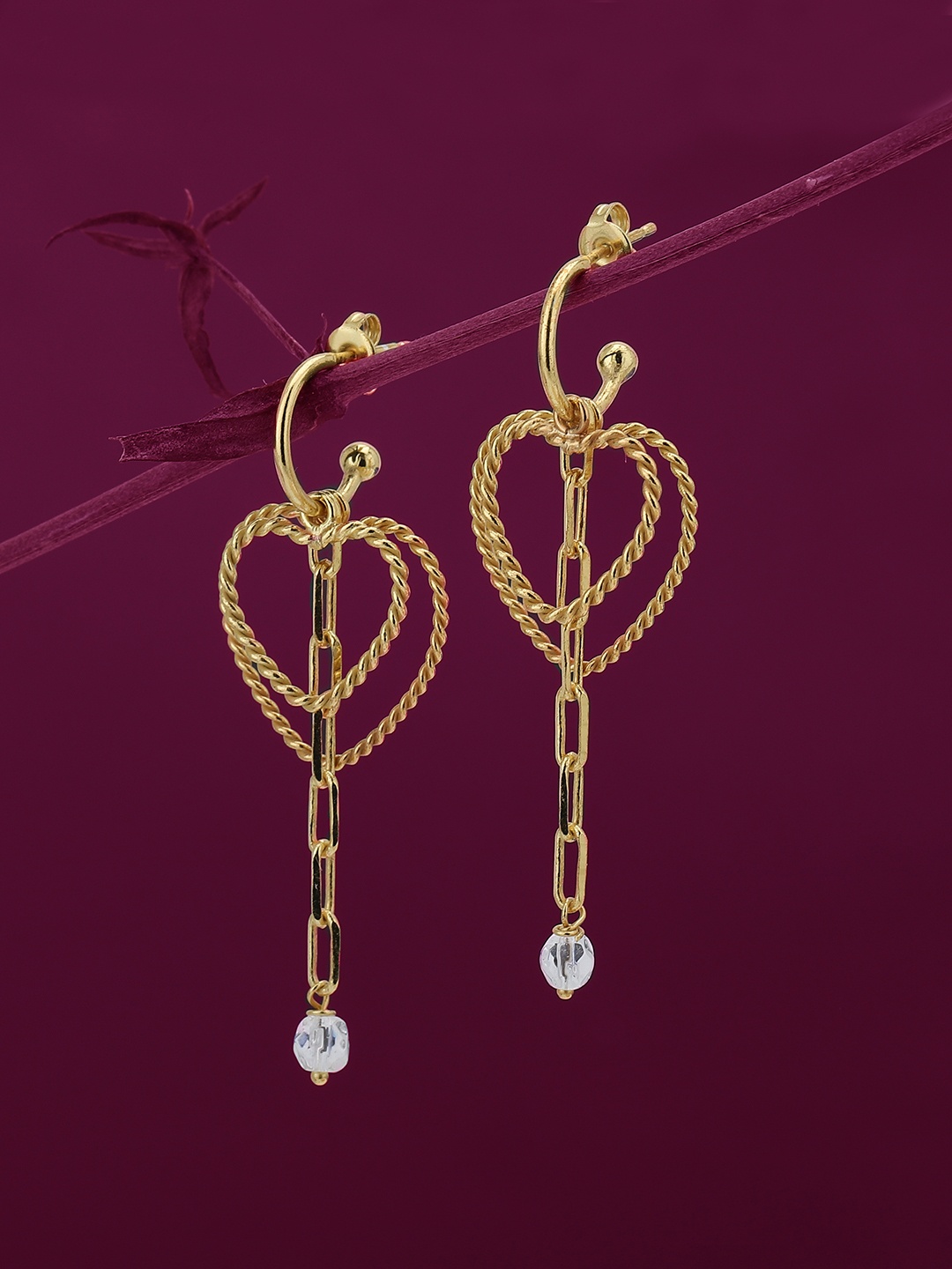 

Carlton London Heart Shaped Drop Earrings, Gold