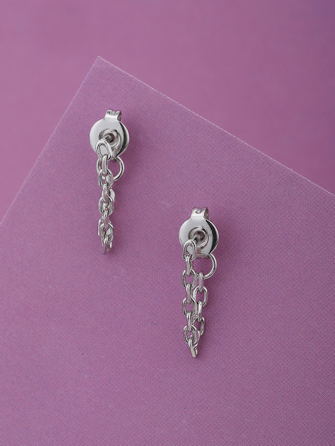 

Carlton London Silver-Toned Contemporary Drop Earrings