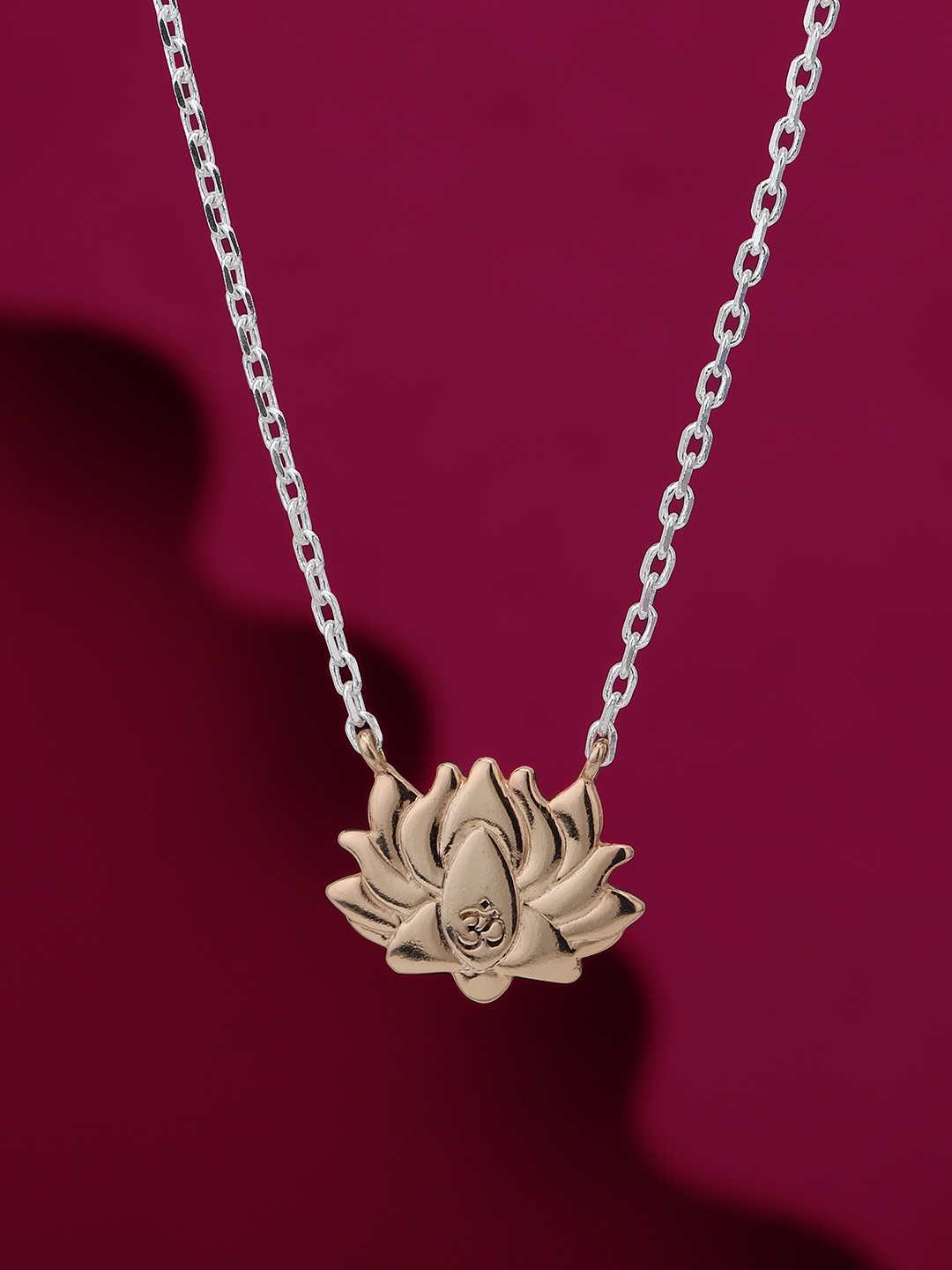 

Carlton London Brass Rhodium-Rose Gold Plated Necklace, Silver