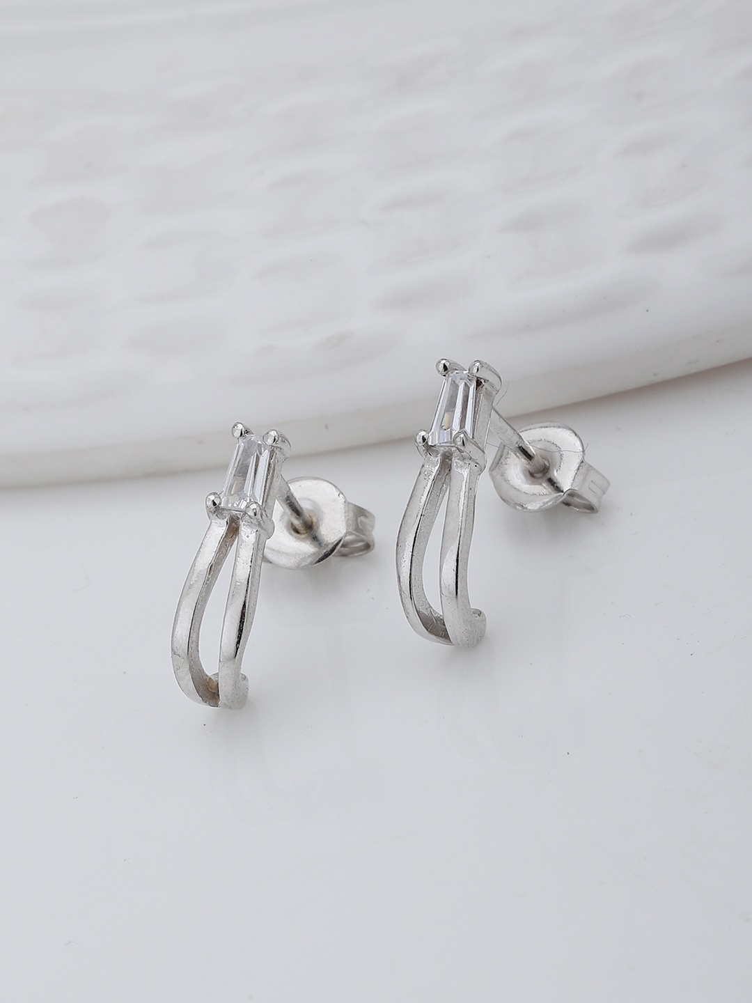 

Carlton London Contemporary Studs Earrings, Silver