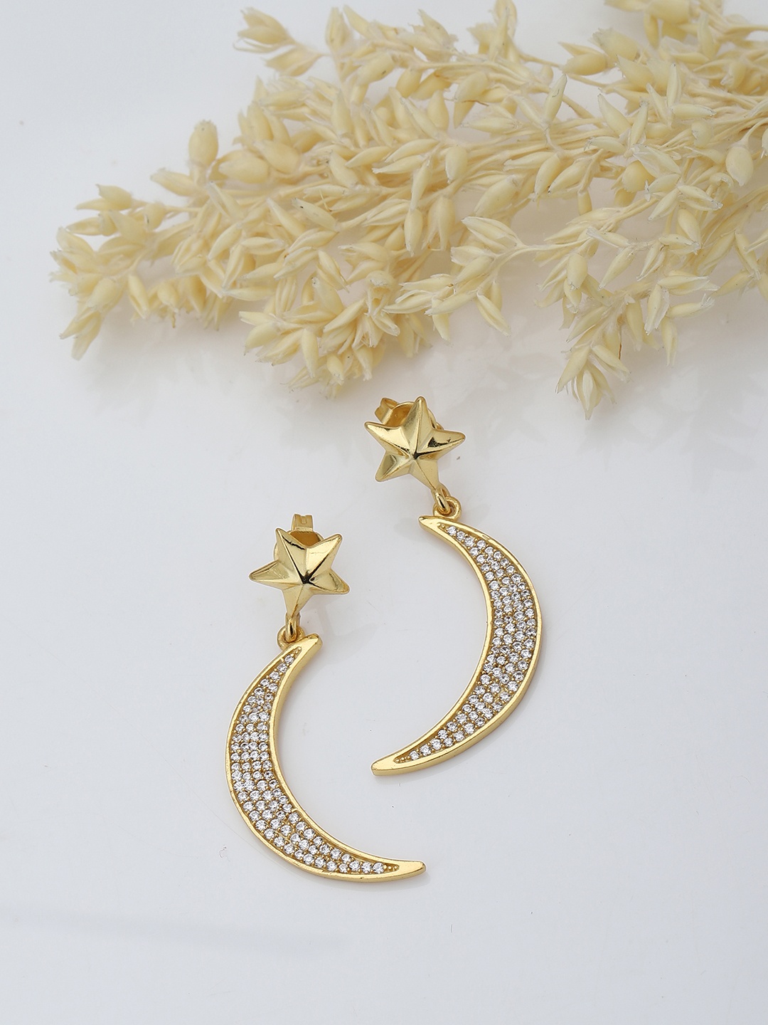 

Carlton London Crescent Shaped Drop Earrings, Gold