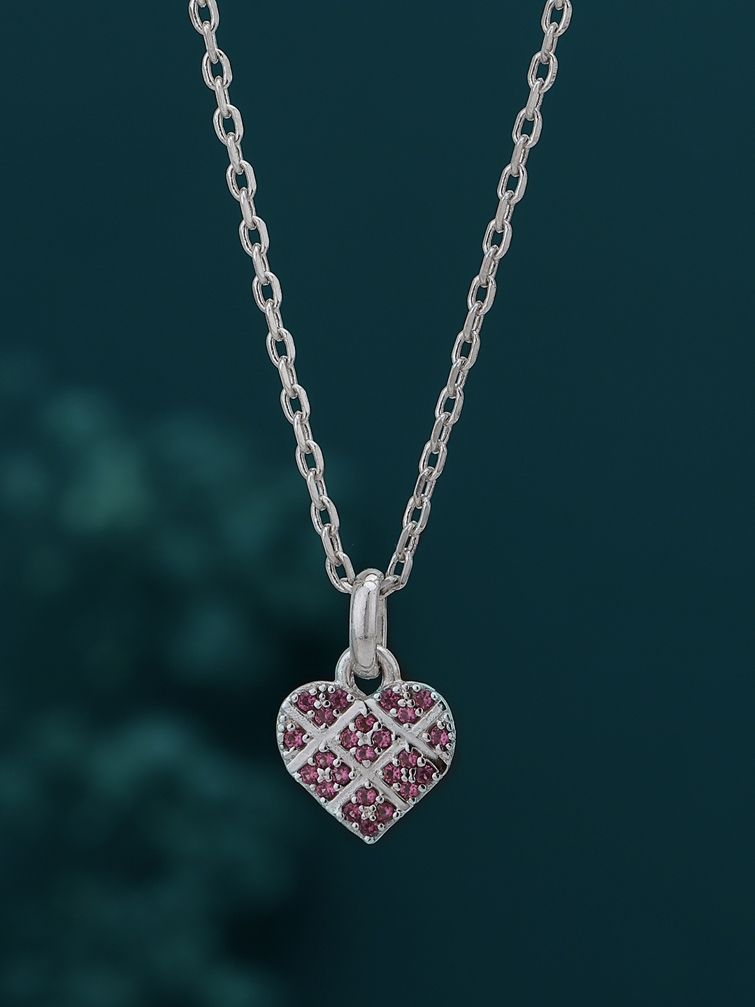 

Carlton London Rhodium-Plated Pendant With Chain, Silver