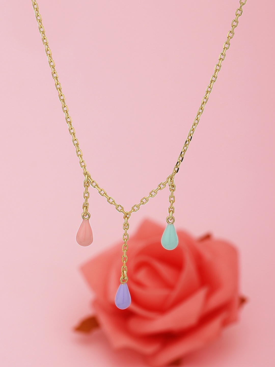 

Carlton London Brass Gold-Plated Enamelled Necklace