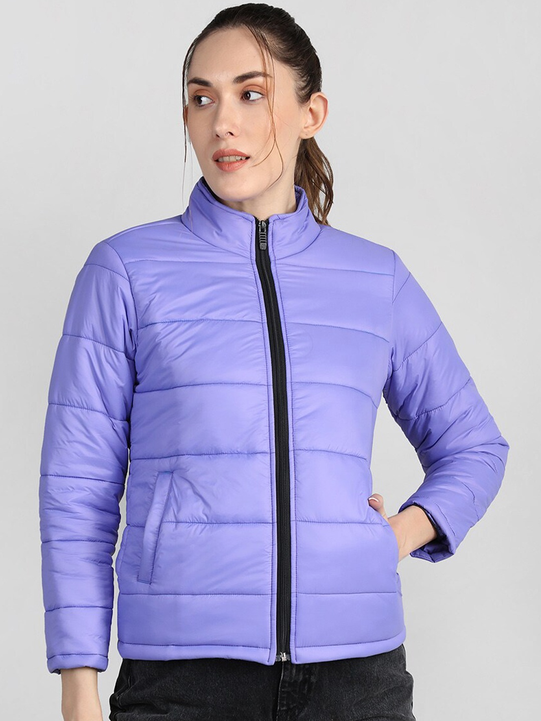 

CHKOKKO Women Solid Lightweight Padded Jacket, Lavender