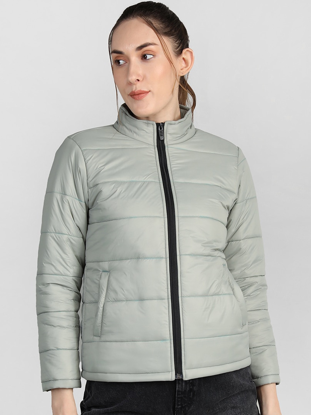 

CHKOKKO Women Solid Lightweight Padded Jacket, Green