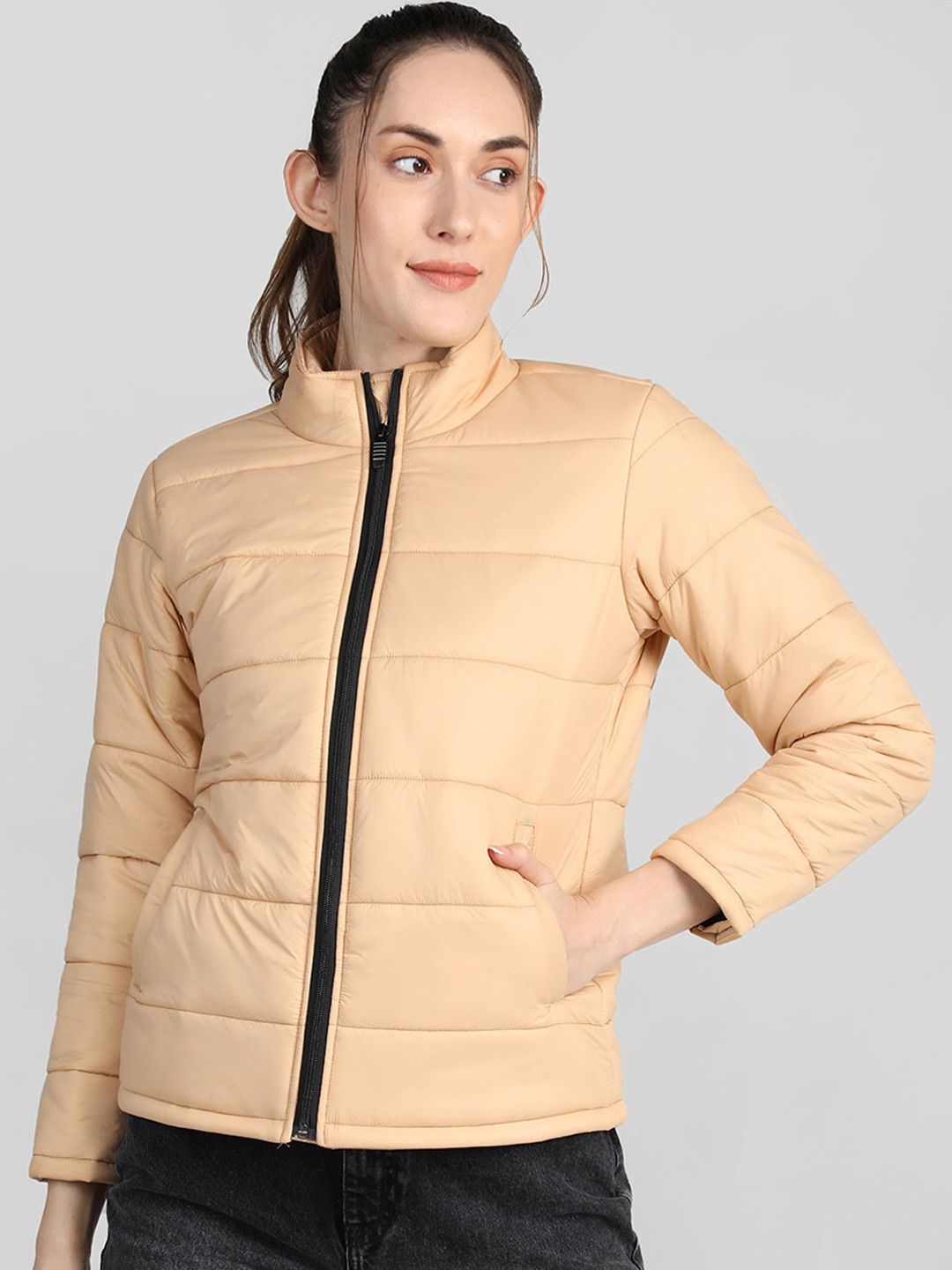 

CHKOKKO Women Lightweight Outdoor Puffer Jacket, Beige