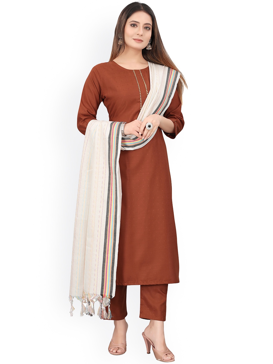 

Atsevam Rust Gotta Patti Kurta with Trousers & With Dupatta