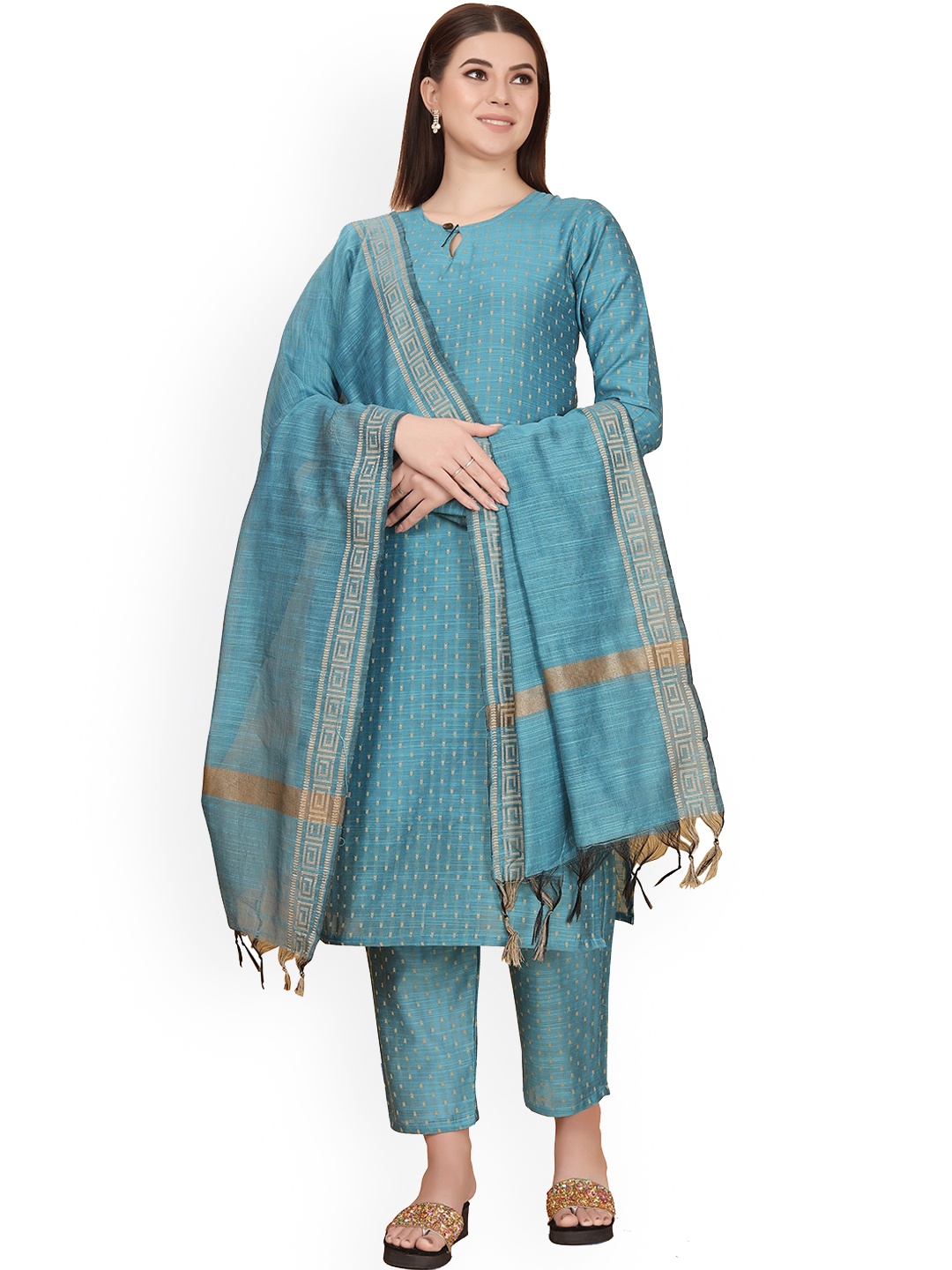 

Atsevam Kurti with Trousers & With Dupatta, Blue