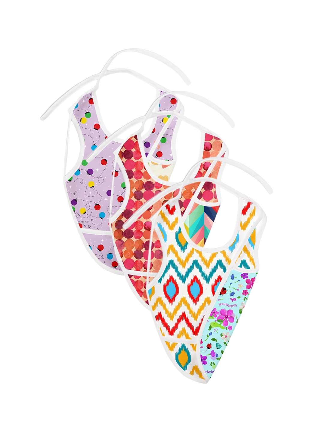 

SuperBottoms Kids Pack of 3 Waterproof Cloth Reversible Bib, Multi