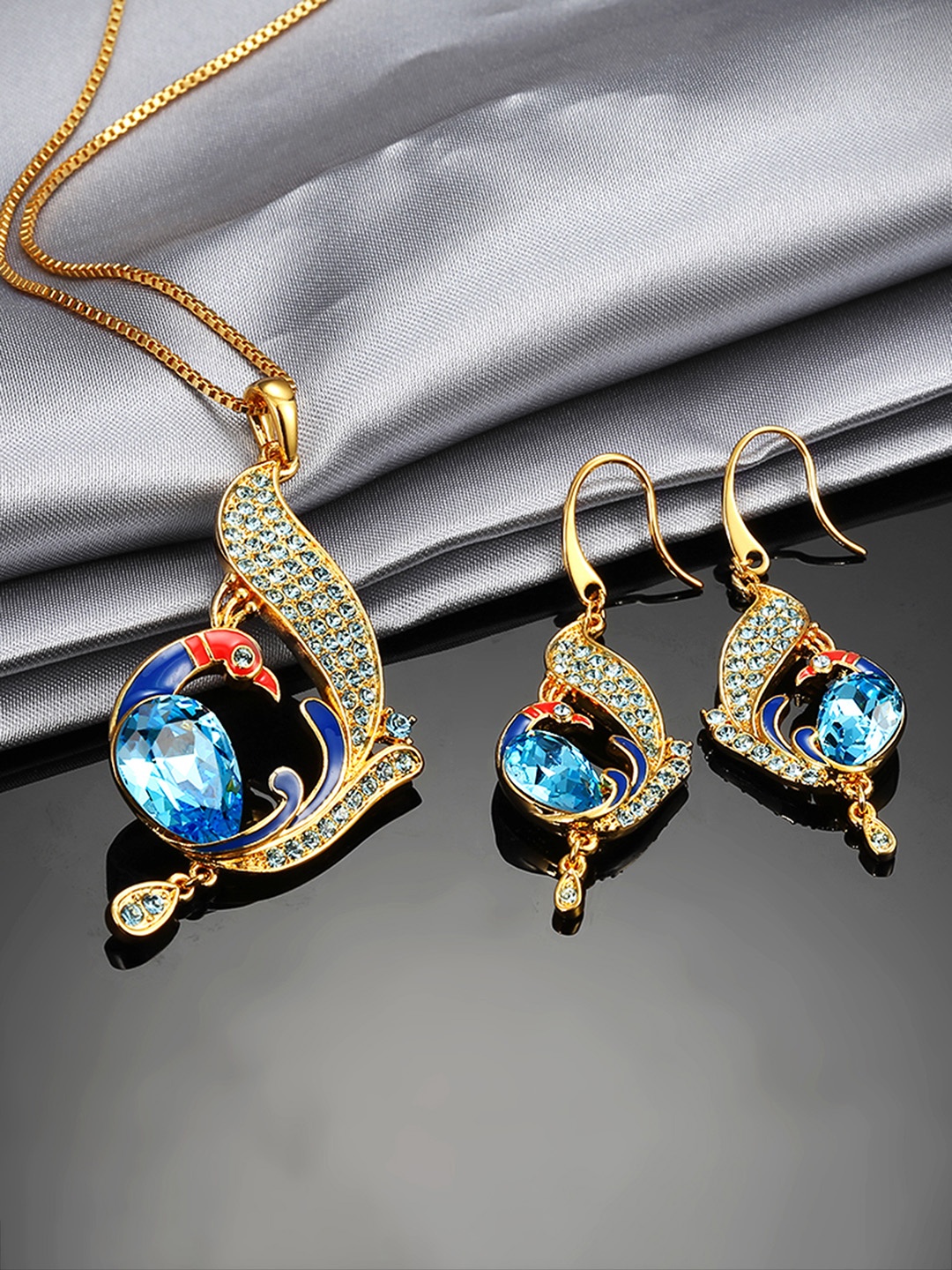 

Yellow Chimes 22KT Gold Plated Peacock Designed Jewellery Set