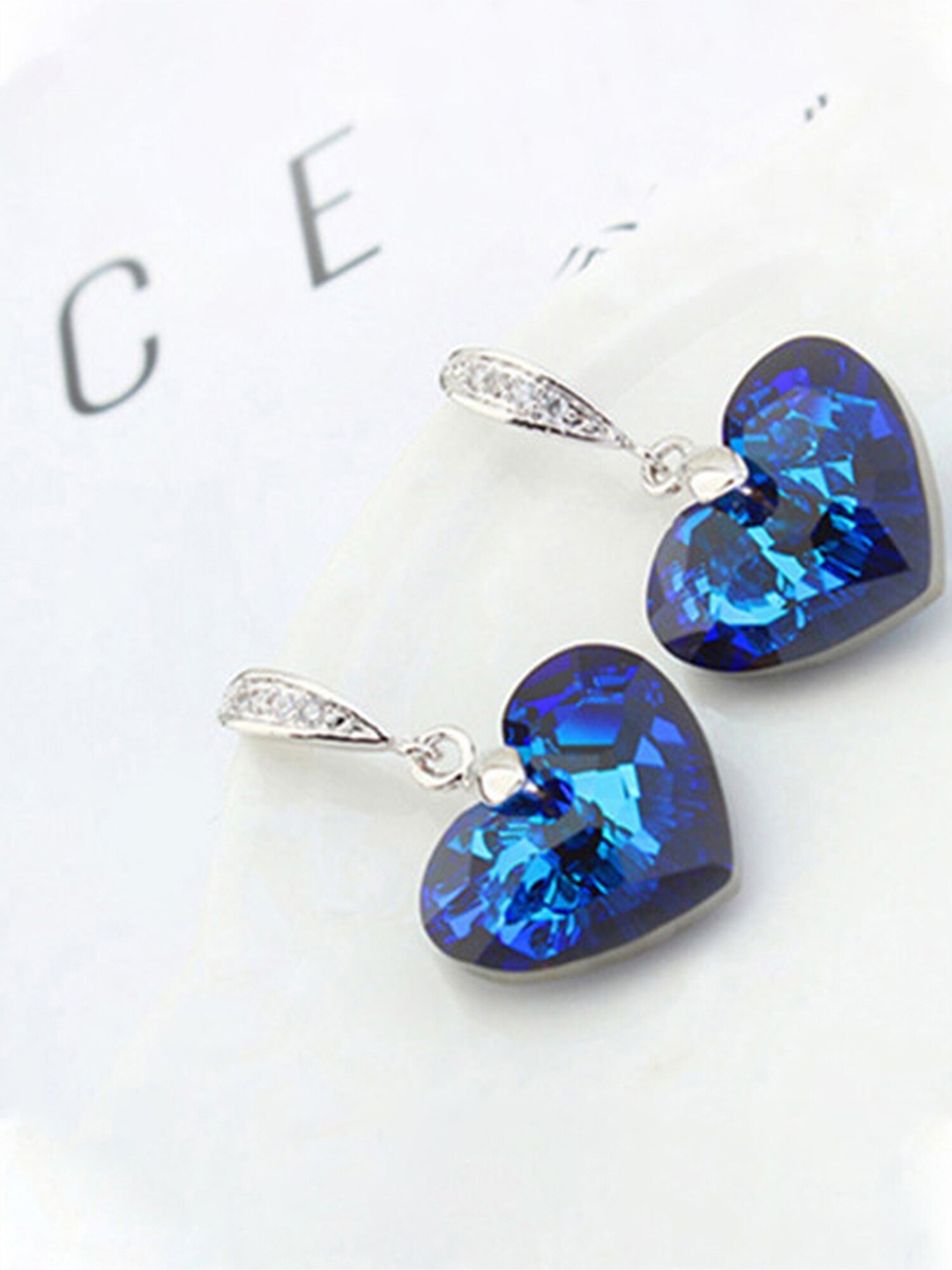 

Yellow Chimes Silver Plated Contemporary Drop Earrings, Blue