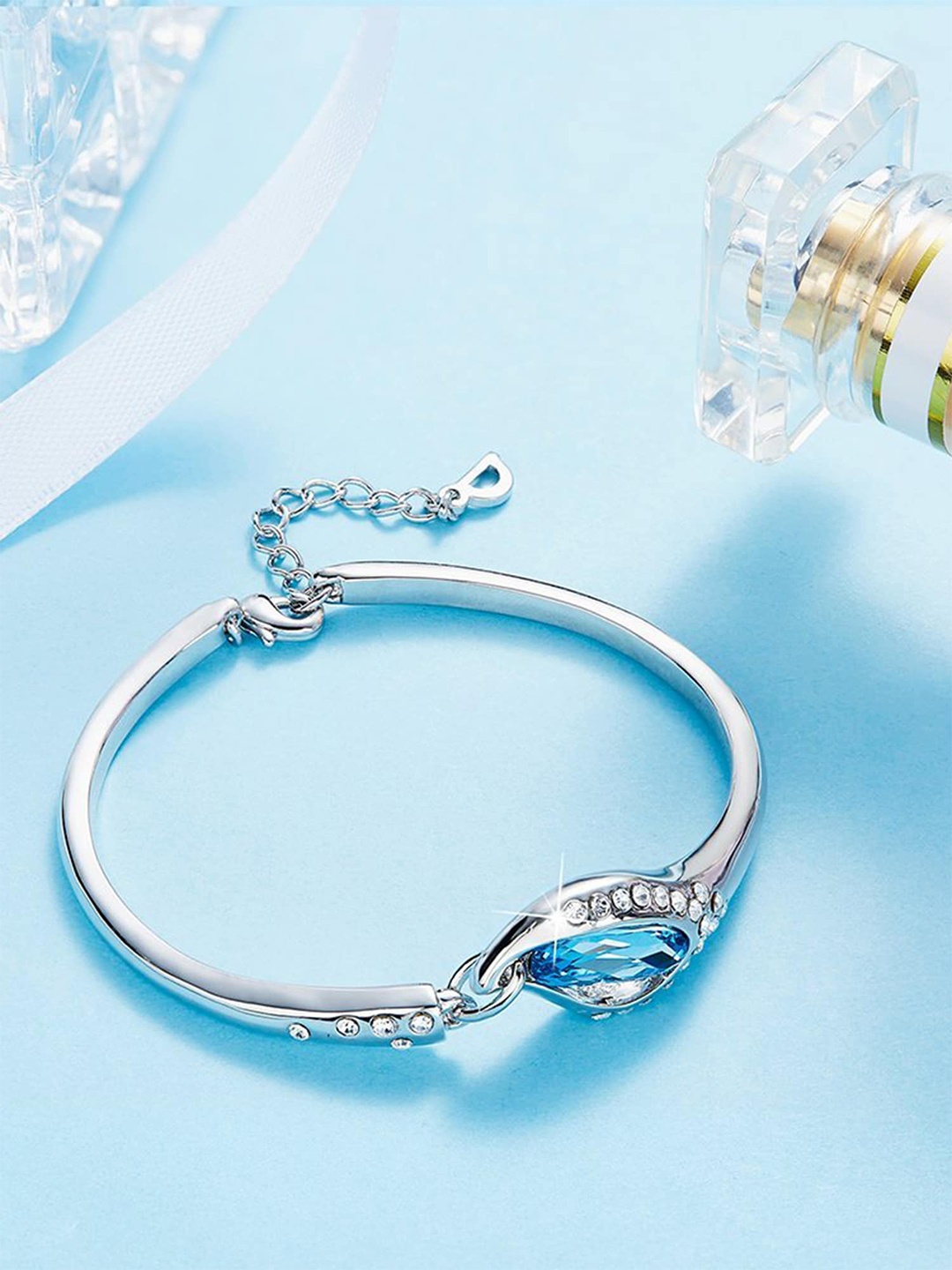 

Yellow Chimes Women Crystals Silver-Plated Link Bracelet