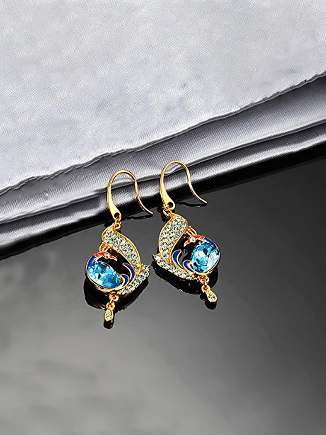 

Yellow Chimes Gold Plated Contemporary Drop Earrings, Blue