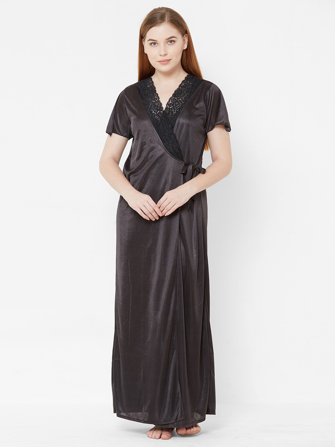 

FashionRack Satin Maxi Nightdress, Black