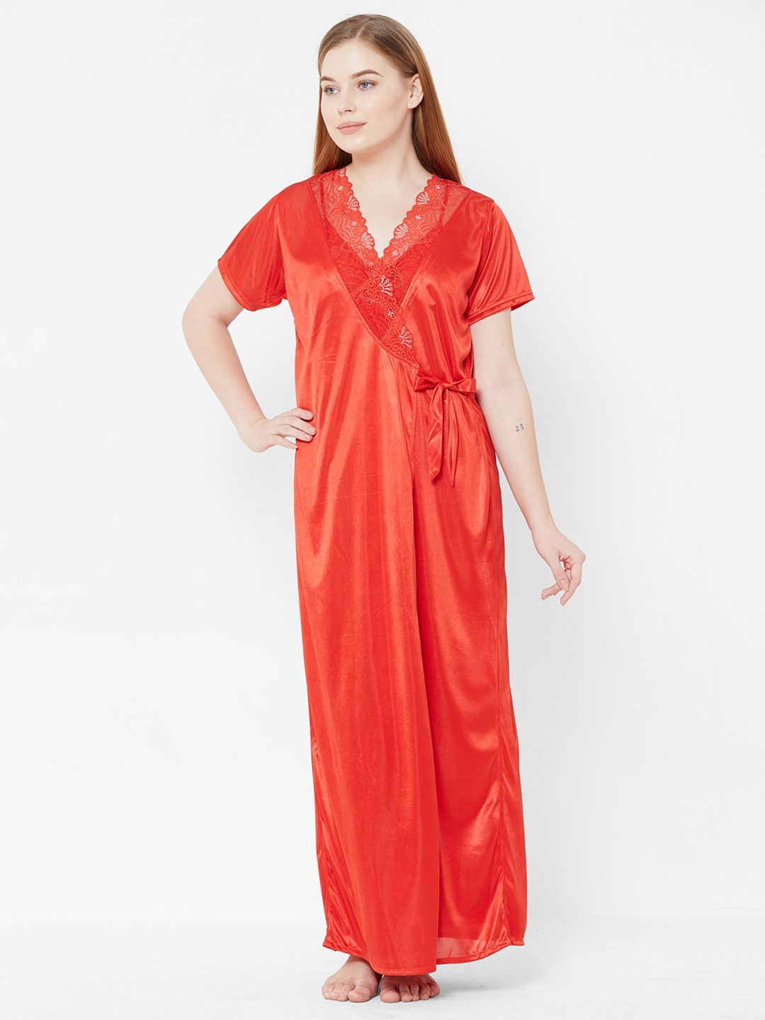 

FashionRack Satin Maxi Nightdress, Red