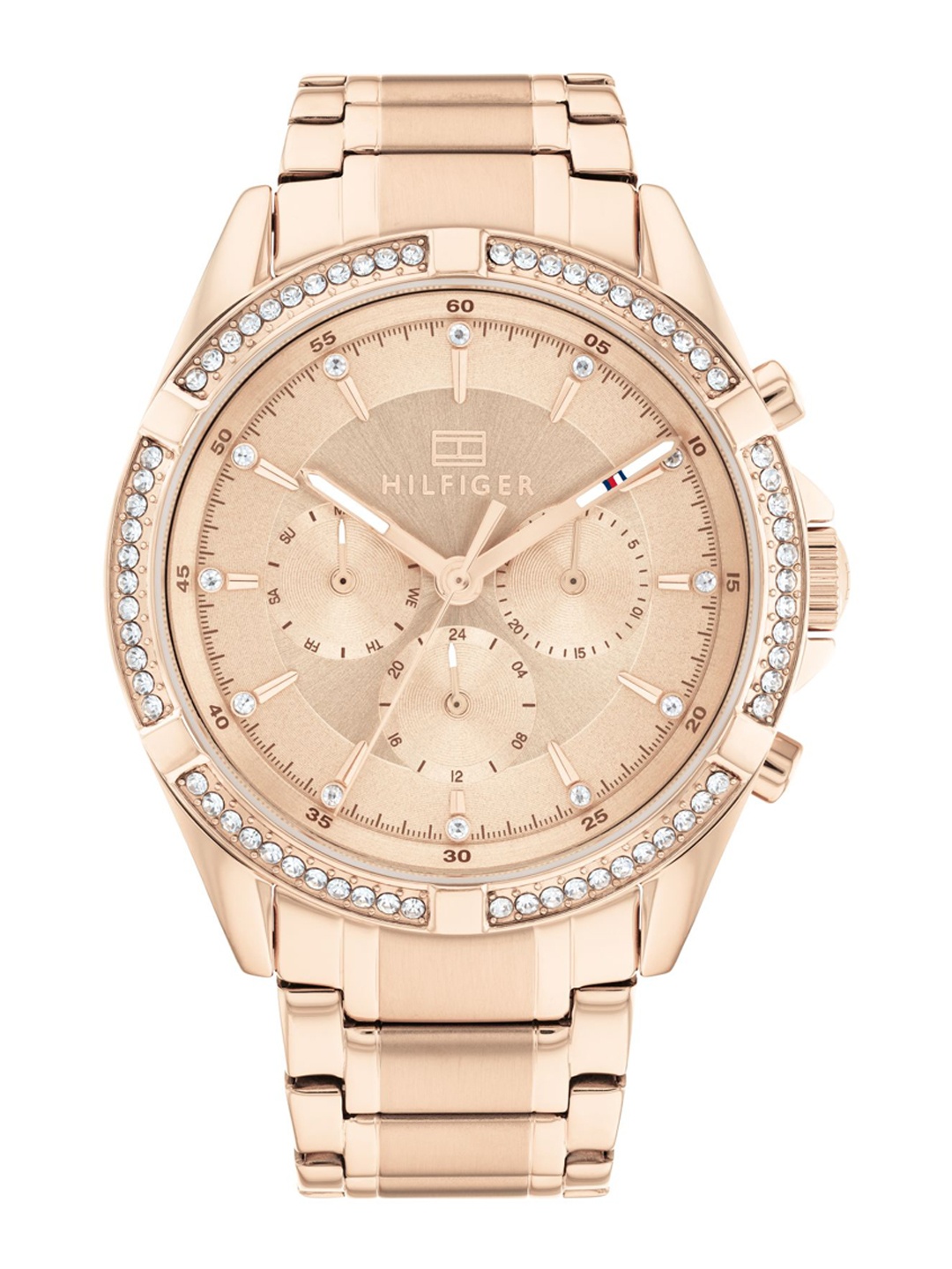 

Tommy Hilfiger Women Embellished Stainless Steel Bracelet Style Analog Watch TH1782558, Rose gold