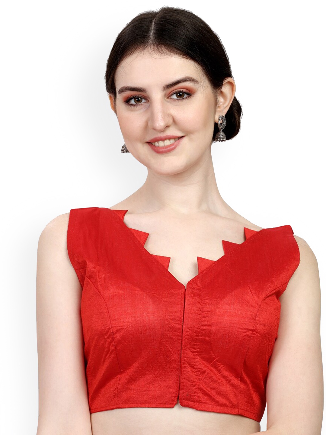 

PUJIA MILLS Padded Readymade Saree Blouse, Red