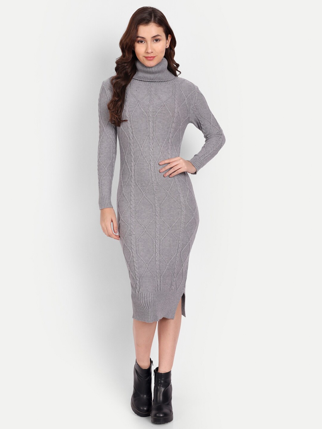 

iki chic Wool Jumper Midi Dress, Grey