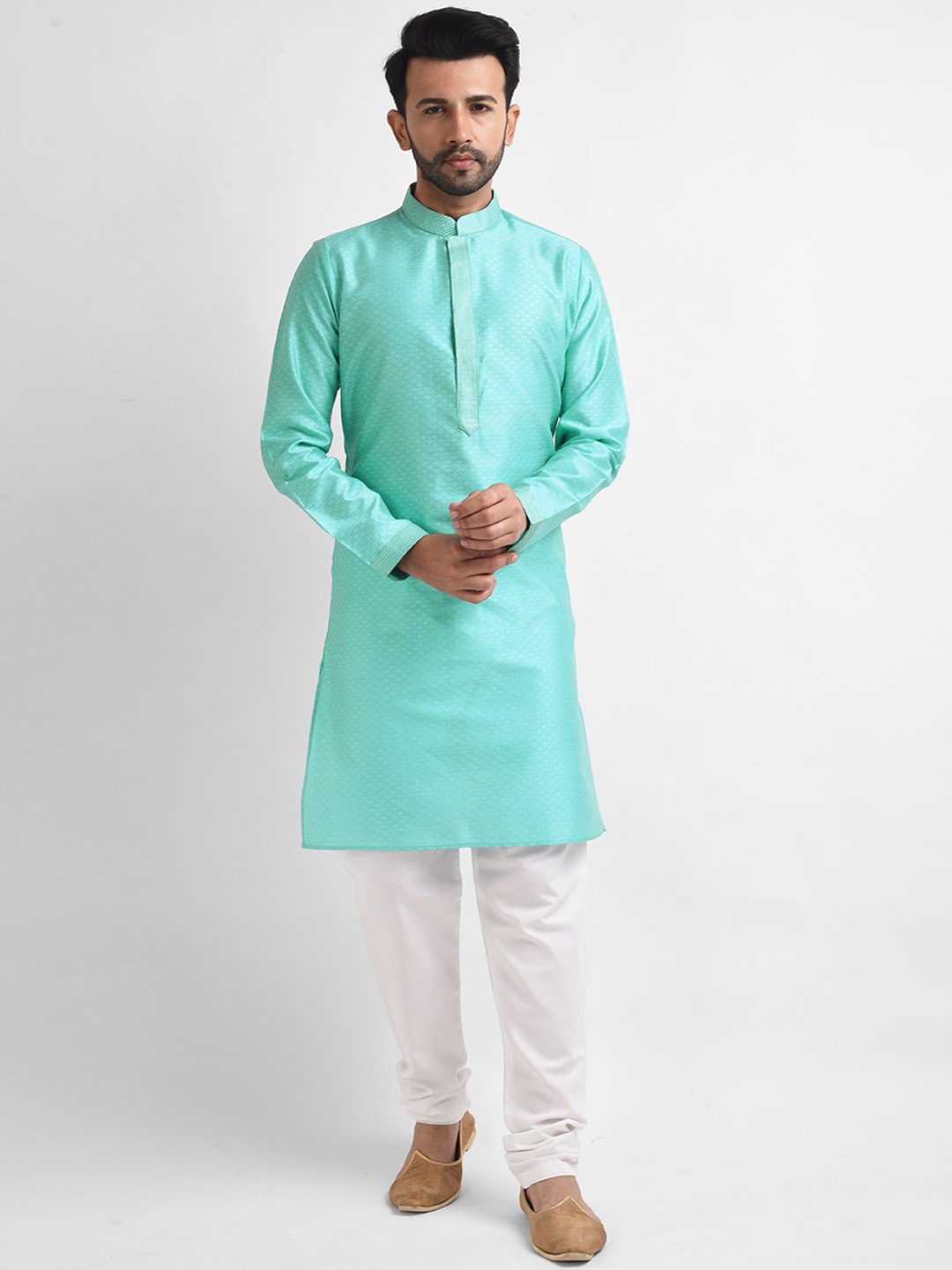 

FEMMIBELLA Men Kurta with Pyjamas, Sea green