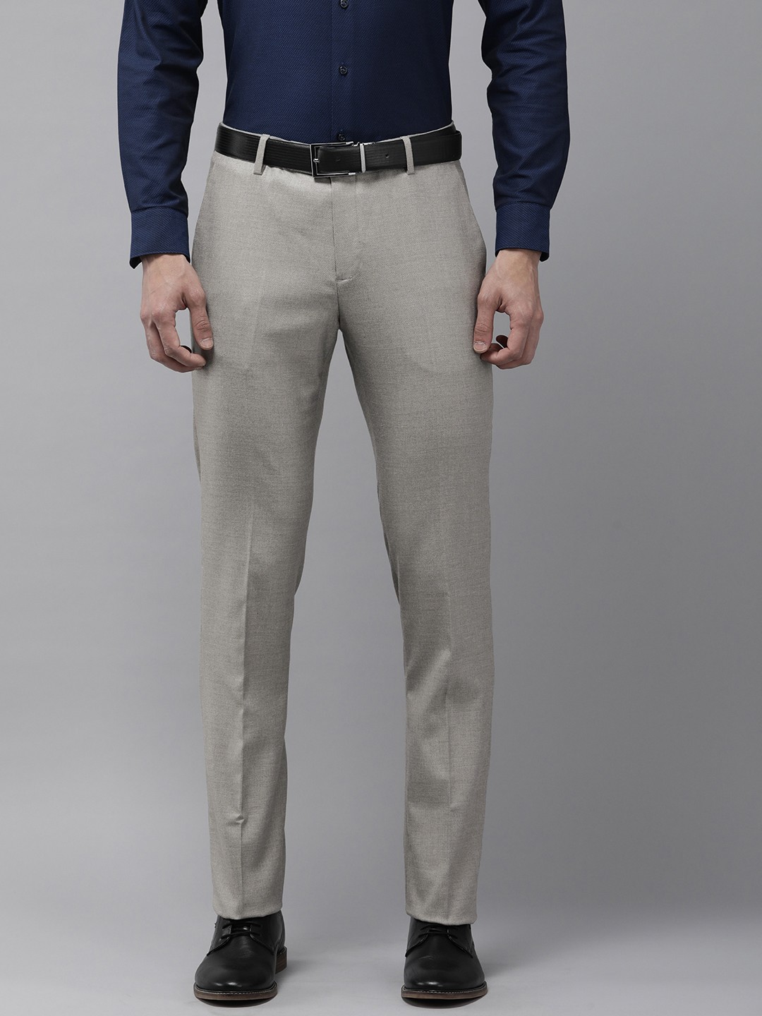 

Arrow Men Tailored Mid Rise Flat Front Formal Trousers, Grey