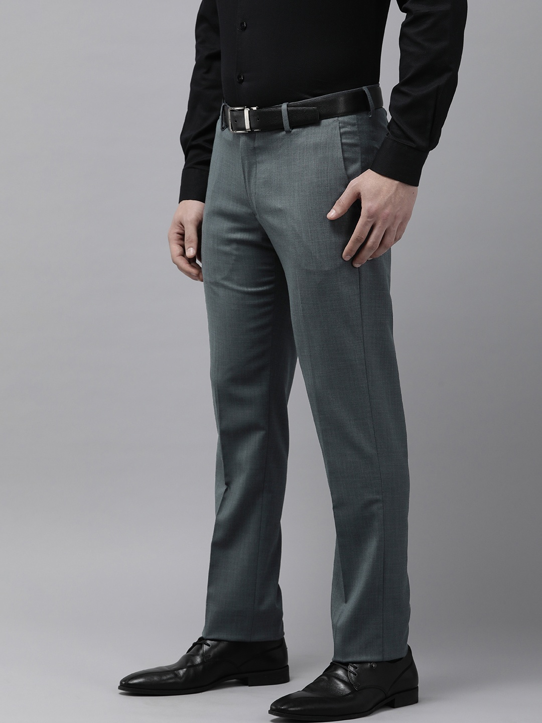 

Arrow Men Tailored Mid Rise Flat Front Formal Trousers, Grey